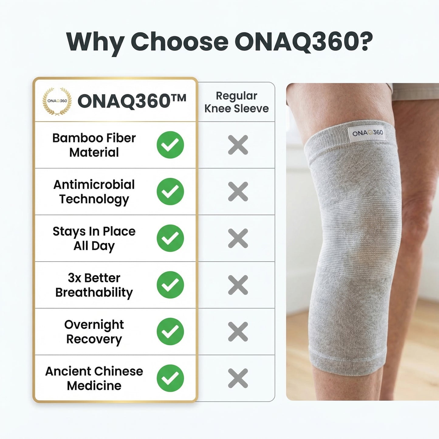 ONAQ360™ FLEXLIFE MANCHON EN BAMBOU POUR GENOU