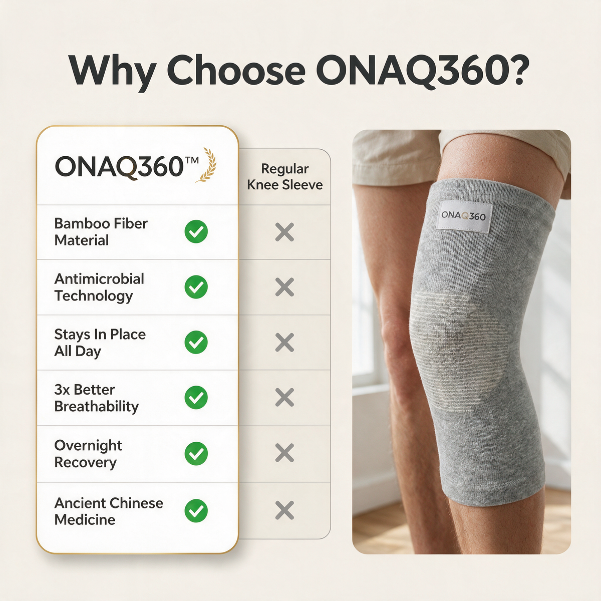 Bamboo Compression Knee Sleeve for Joint Pain Relief | OnaQ360